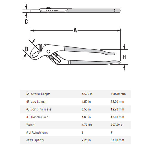 12" VJaw Tongue & Groove Plier Christy's